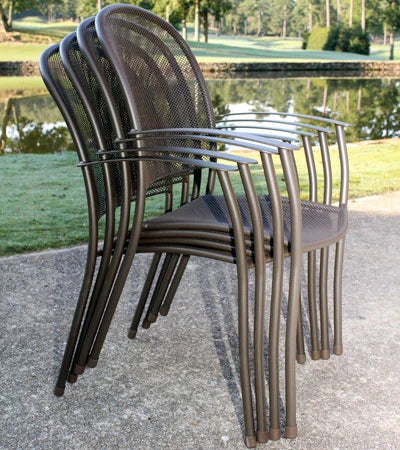 Deluxe Steel Mesh Stacking Arm Chair