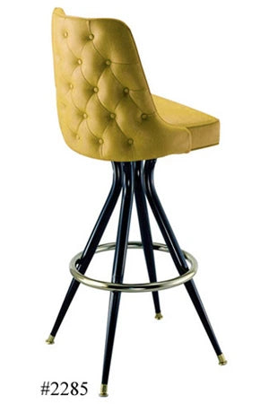 Diamond Tufted Steel Club Bar Stools