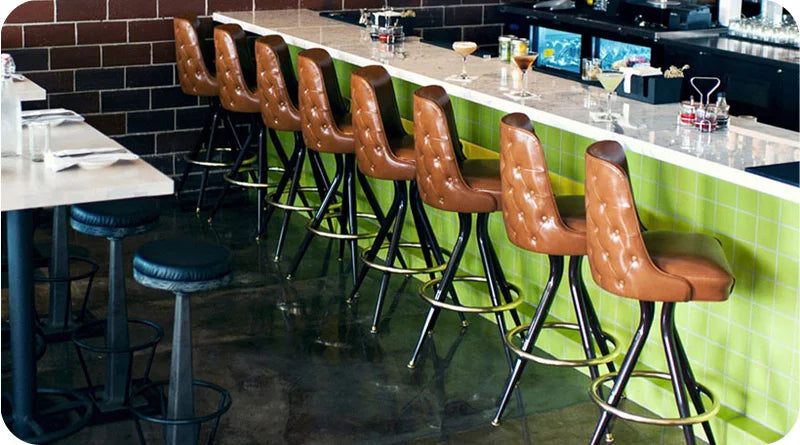 Diamond Tufted Steel Club Bar Stools