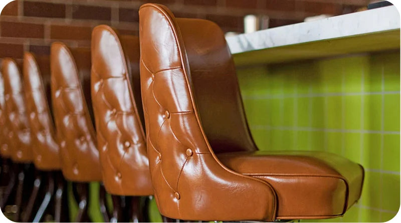 Diamond Tufted Steel Club Bar Stools