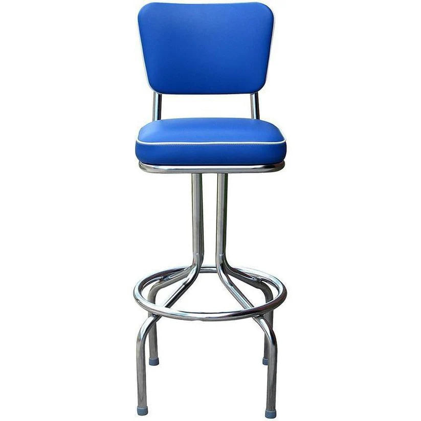 Diner Chair Seat Style Bar Stool with Chrome Pedestal Frame