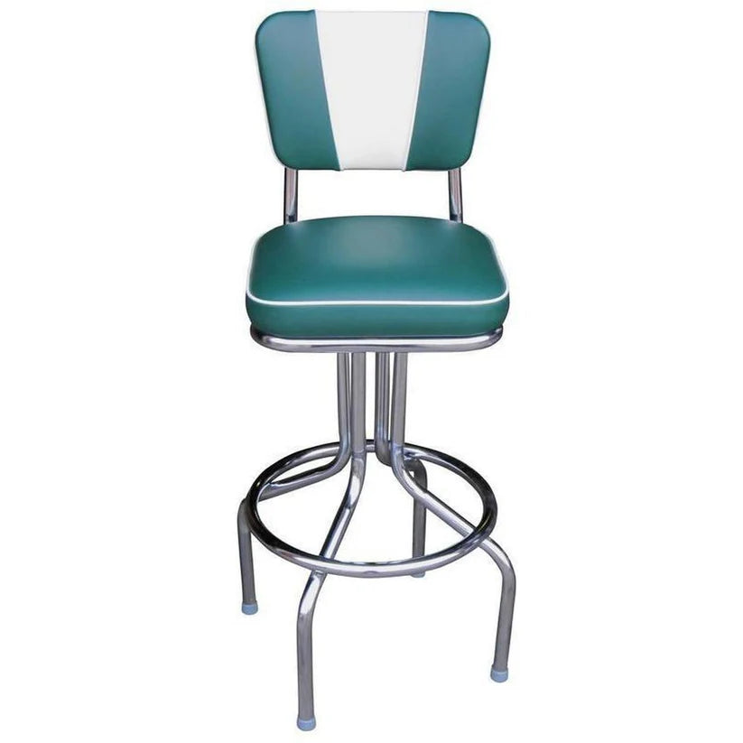 Diner Chair Seat Style Bar Stool with Chrome Pedestal Frame