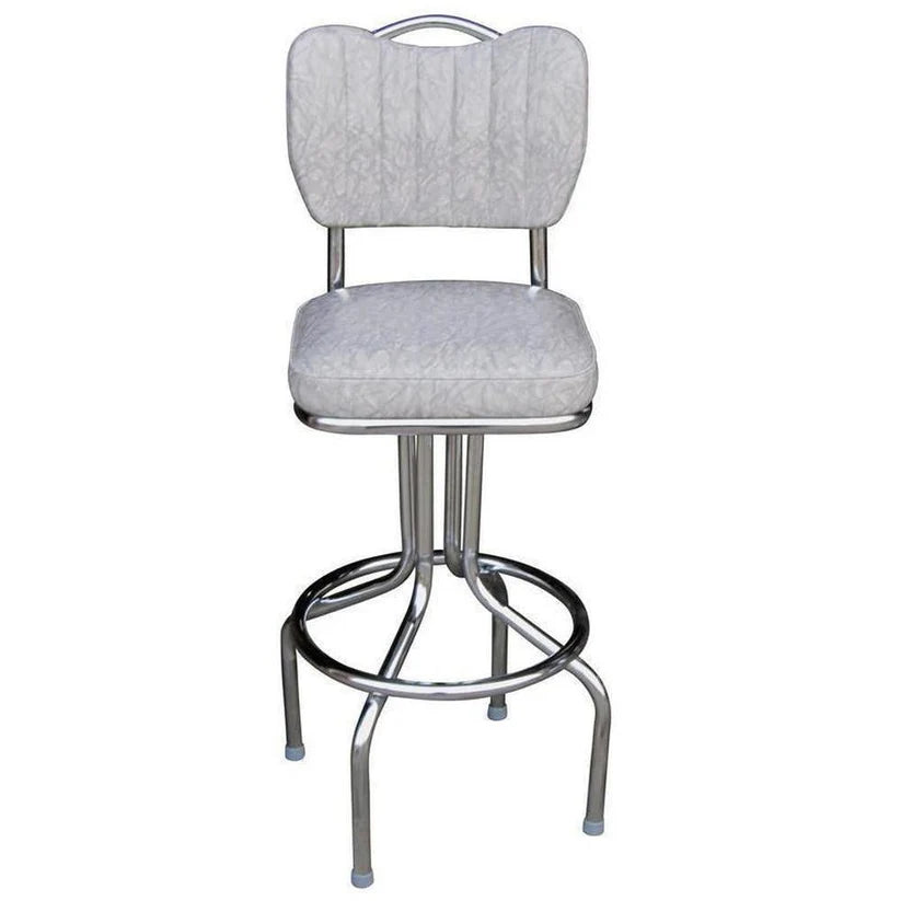 Diner Chair Seat Style Bar Stool with Chrome Pedestal Frame