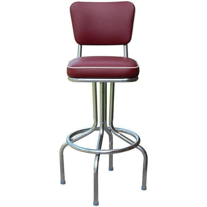 Diner Chair Seat Style Bar Stool with Chrome Pedestal Frame