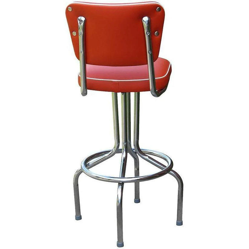 Diner Chair Seat Style Bar Stool with Chrome Pedestal Frame
