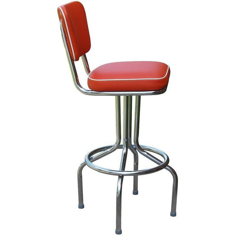 Diner Chair Seat Style Bar Stool with Chrome Pedestal Frame