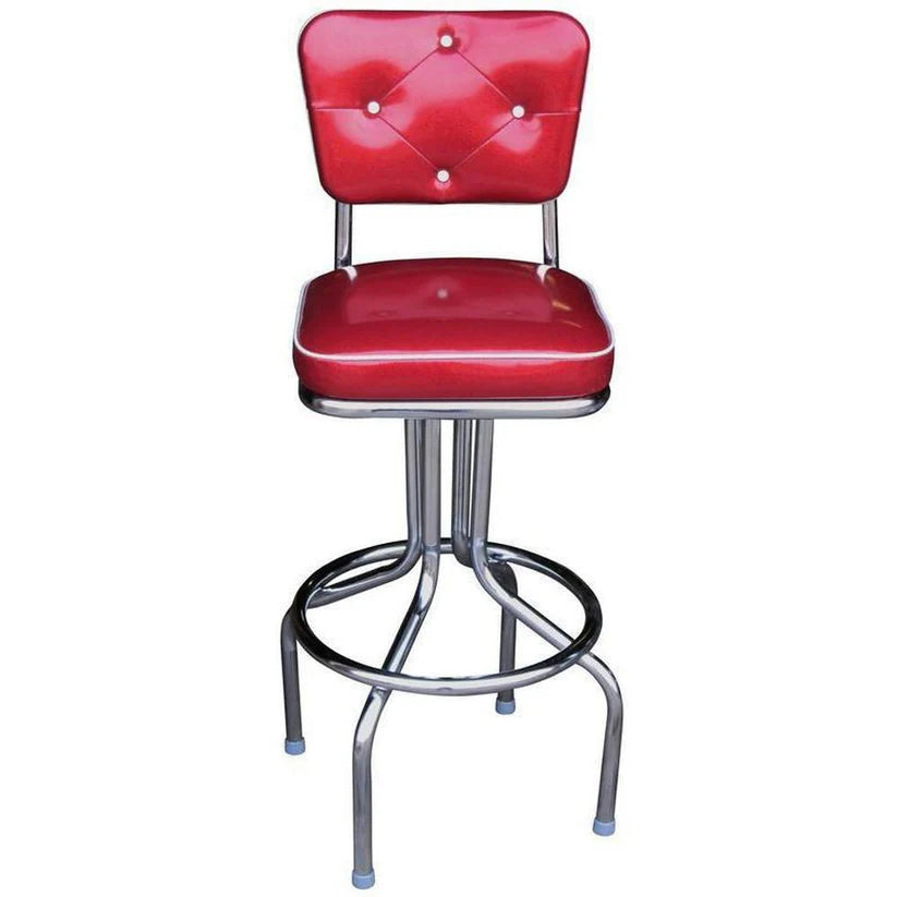 Diner Chair Seat Style Bar Stool with Chrome Pedestal Frame