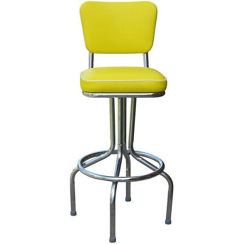 Diner Chair Seat Style Bar Stool with Chrome Pedestal Frame
