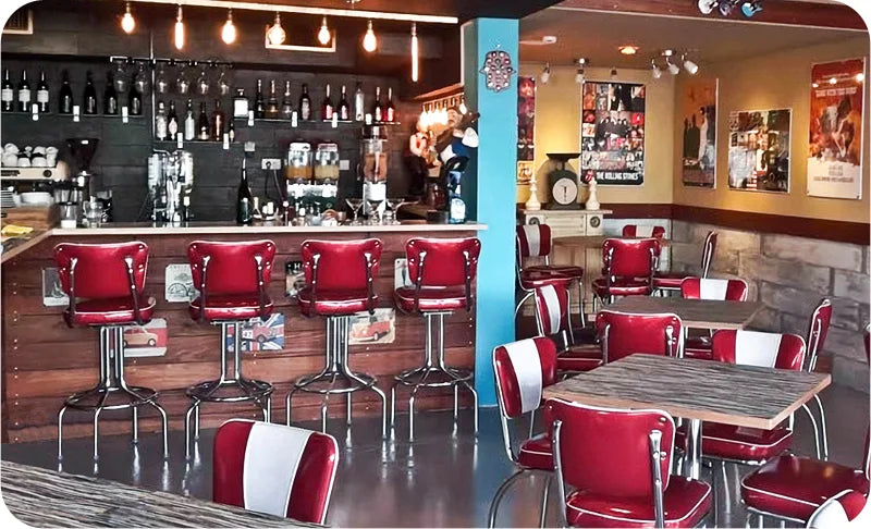 Diner Chair Seat Style Bar Stool with Chrome Pedestal Frame