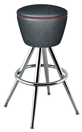 Drum Seat Bar Stool with Chrome Pyramid Frame