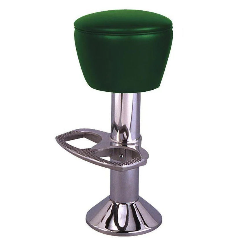 Upholstered Drum Seat Chrome Column Bolt Down Counter Stool