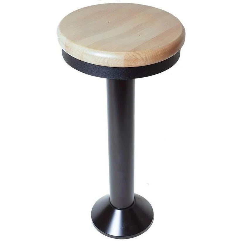 Wood Seat Black Column Bolt Down Soda Fountain Stool