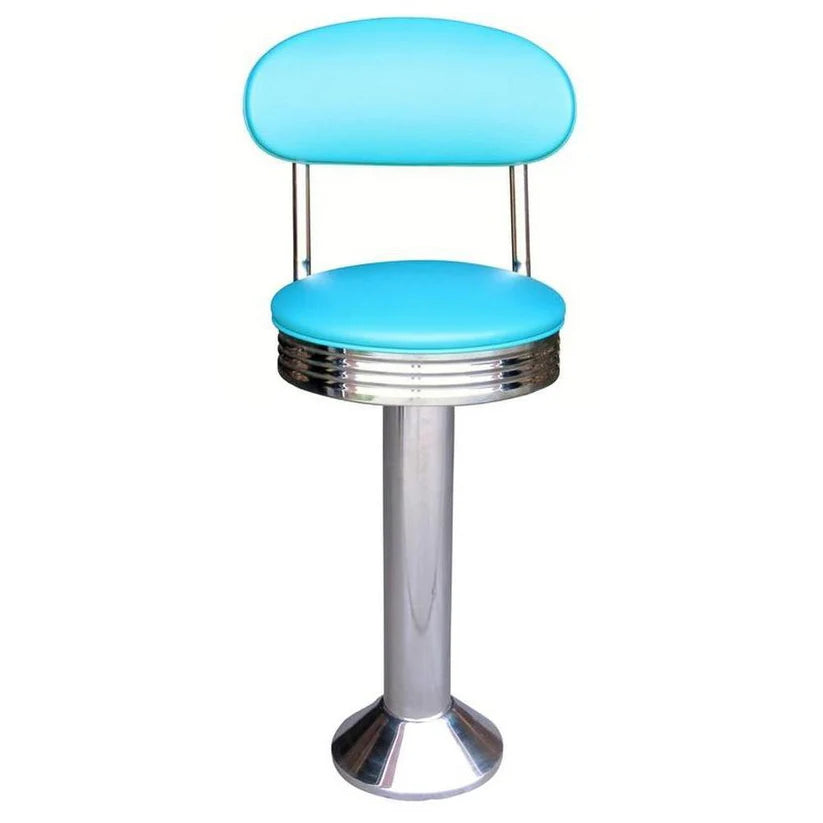Chrome Seat with Backrest Bolt Down Soda Fountain Stool