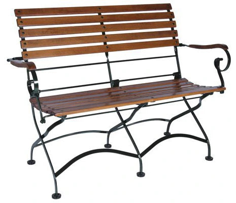 French Bistro Folding Two Seat Armrest Bench