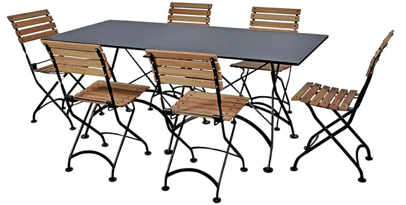 32" x 72" Rectangular French Bistro Steel Folding Table