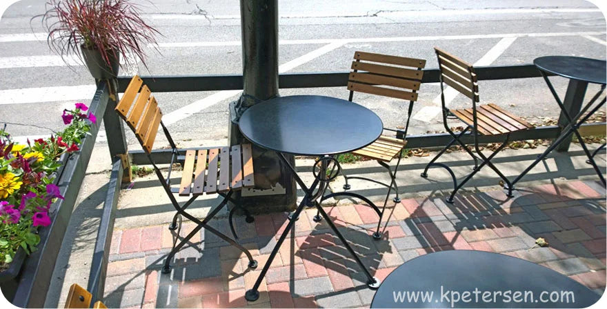24" Round French Bistro Steel Tripod Folding Table