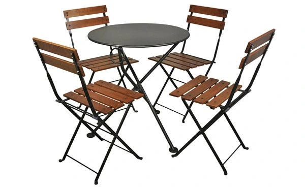 28" Round French Bistro Steel Tripod Folding Table