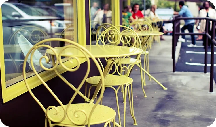French Style Ornate Wrought Iron Ice Cream Chair with Steel Seat