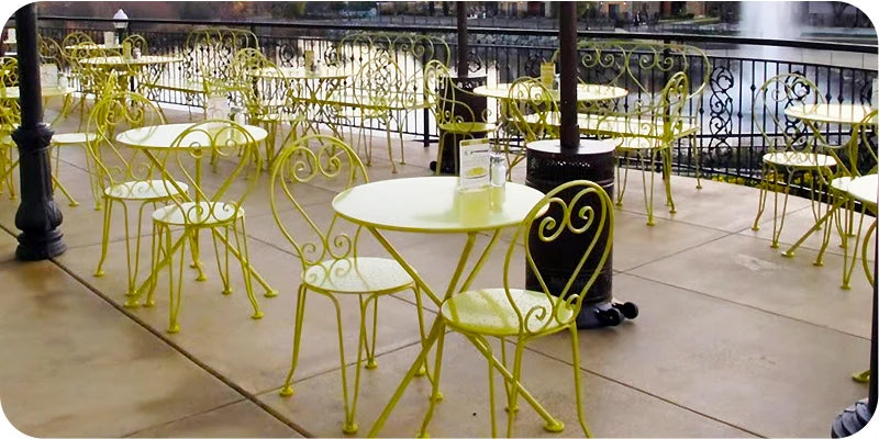 French Style Ornate Wrought Iron Ice Cream Chair with Steel Seat