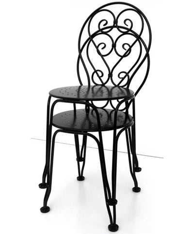 French Style Ornate Wrought Iron Ice Cream Chair with Steel Seat
