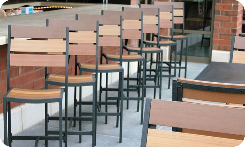 Outdoor Aluminum Faux Wood Slat Bar Stool