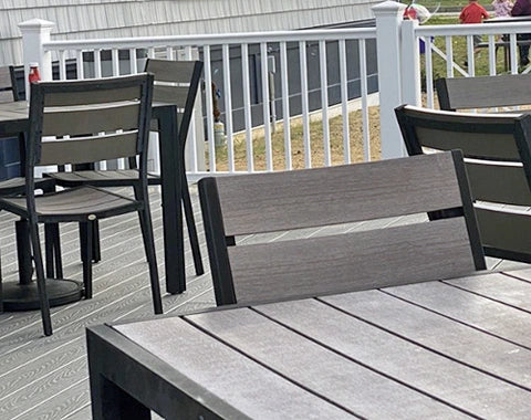 Outdoor Aluminum Faux Wood Slat Dining Arm Chair