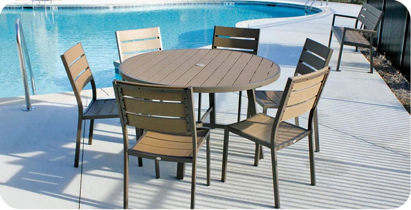 Outdoor Aluminum Faux Wood Slat Dining Chair