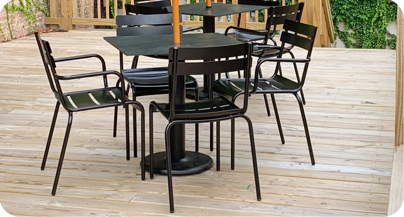 Outdoor Steel Stacking Arm Chair
