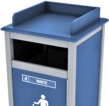 Outdoor Waste and Recycling Center with Tray Return Rails