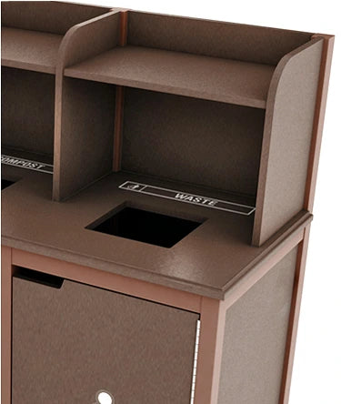 Outdoor Waste and Recycling Center with Tray Return Shelf