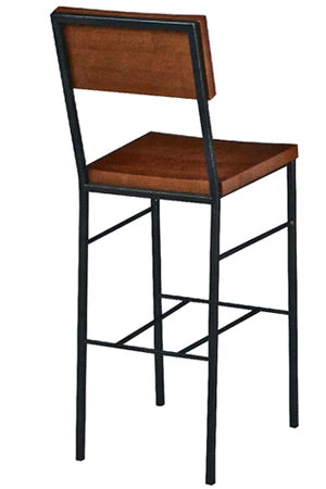Wood Plank Back Steel Bar Stool