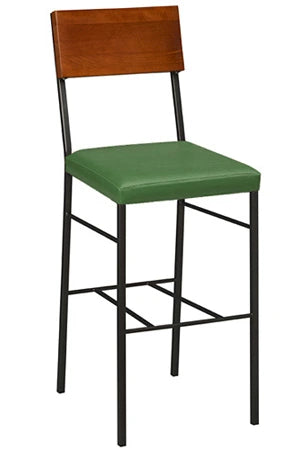 Wood Plank Back Steel Bar Stool