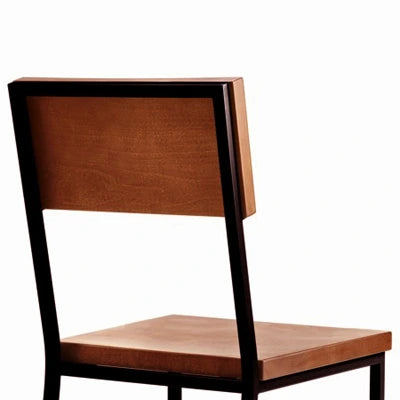 Wood Plank Back Steel Restaurant Chair