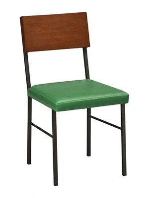 Wood Plank Back Steel Chair