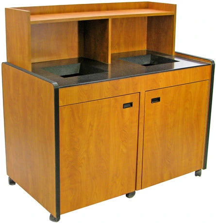 Solid Surface, Beveled Chute Opening, Tray Return, Top Drop Trash Receptacle