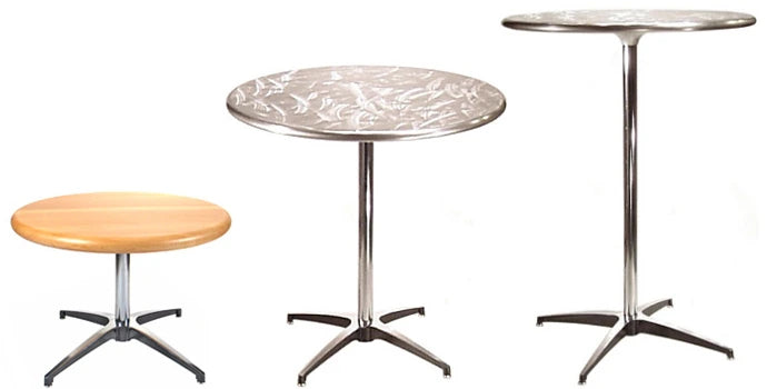 Slip Together Table Bases Chrome Columns, Polished Aluminum Bottoms