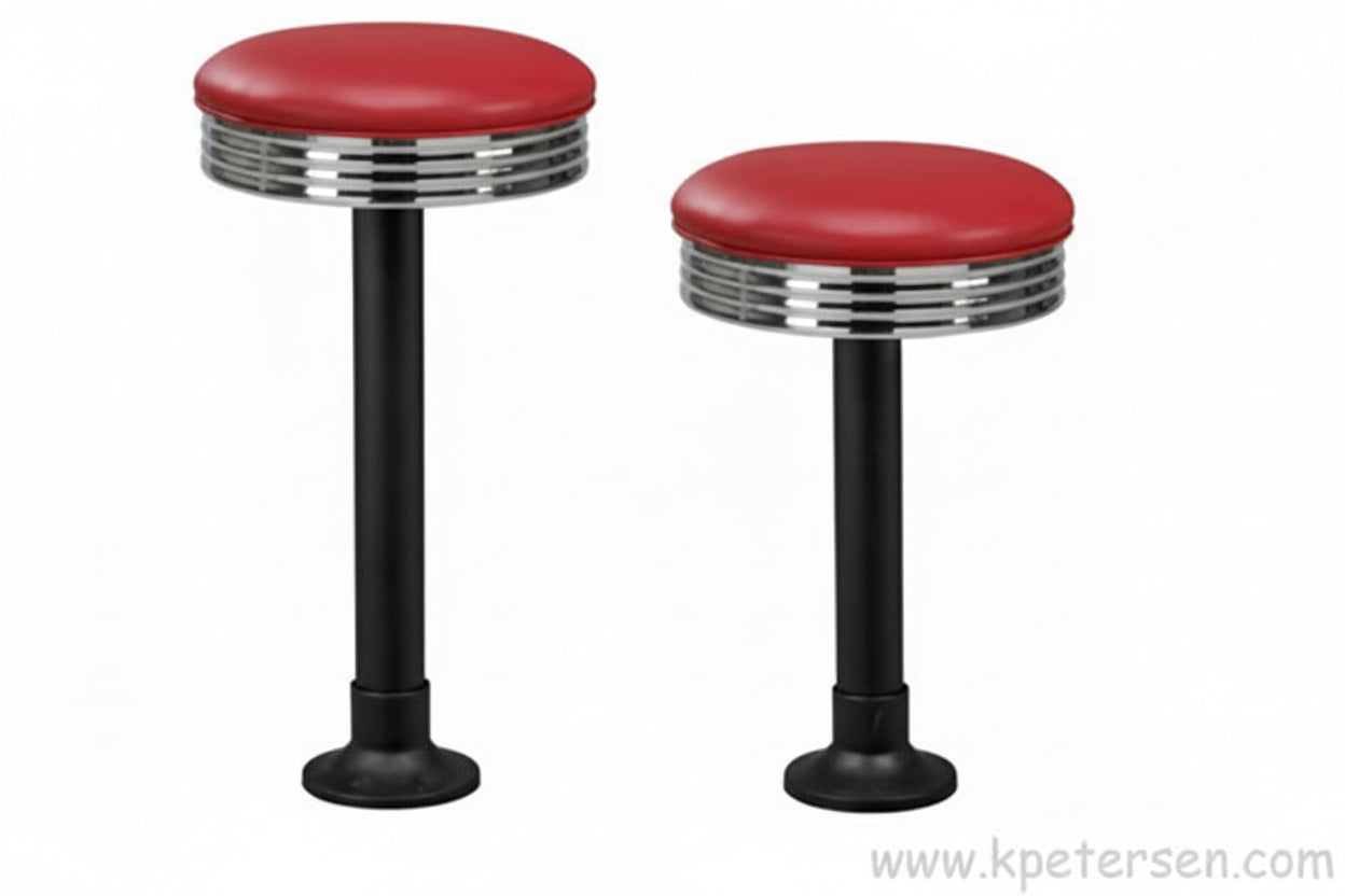 Soda Fountain Stool with Chromed Steel Seat and Column