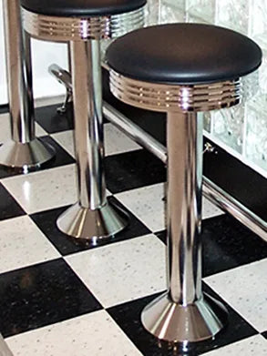 Deluxe Chrome Seat Chrome Column Bolt Down Soda Fountain Stool
