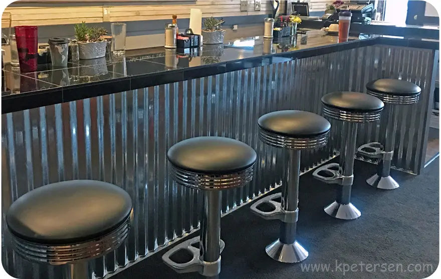 Deluxe Chrome Seat Chrome Column Bolt Down Soda Fountain Stool