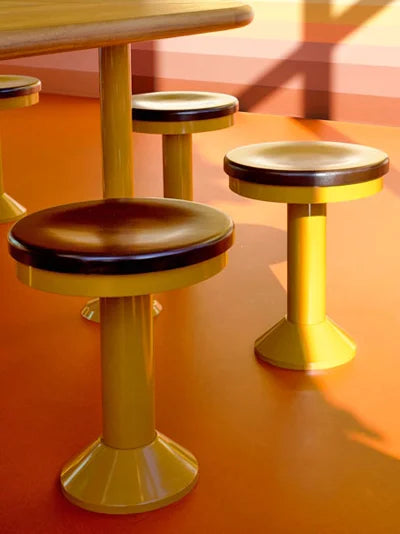 Wood Seat Black Column Bolt Down Soda Fountain Stool