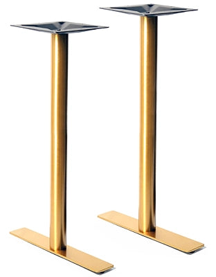 4" x 24" Gold Tone Stainless Steel "T End" Table Bases
