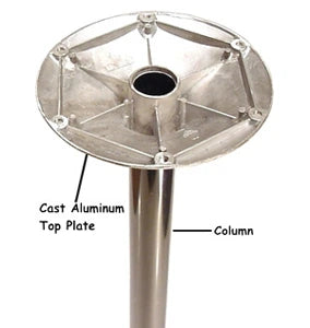 Slip Together Table Bases Chrome Columns, Polished Aluminum Bottoms