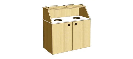 Double Slant Style Top Drop Waste Receptacle With Tray Rails
