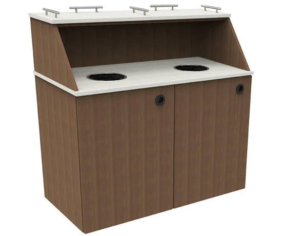 Double Slant Style Top Drop Waste Receptacle With Tray Rails