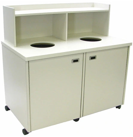Solid Surface, Round Chute Opening, Double Tray Return Top Drop Waste Receptacle