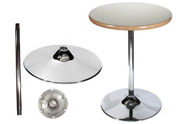 Brushed and Polished Chrome Slip Together Trumpet Table Bases