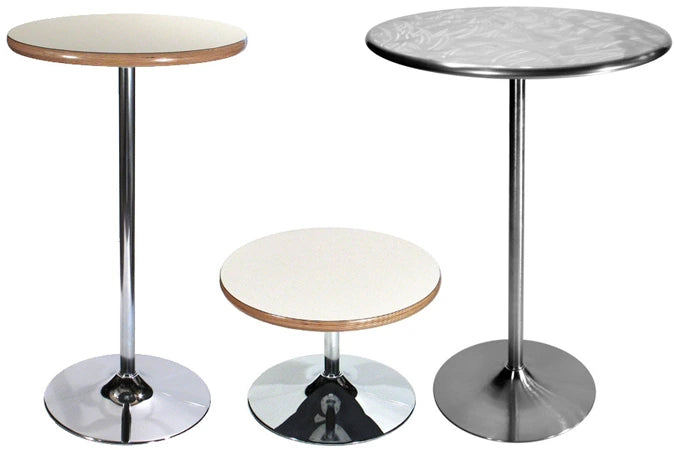 Brushed and Polished Chrome Slip Together Trumpet Table Bases
