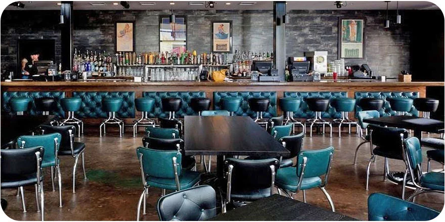 Retro Chrome Drum Bar Stools Diner Chairs Installation