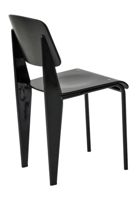 Prouve Chair Black Frame, Black Oak Seat and Back
