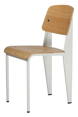Prouve Chair White Frame, Natural Oak Seat and Back